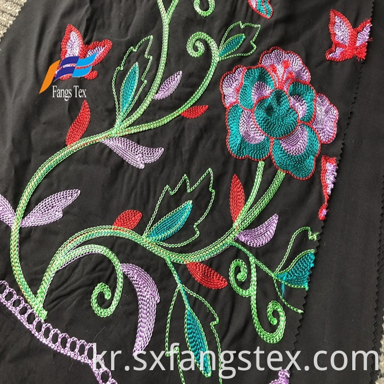 Formal Black 100 Polyester Wool Peach Embroidery Fabric